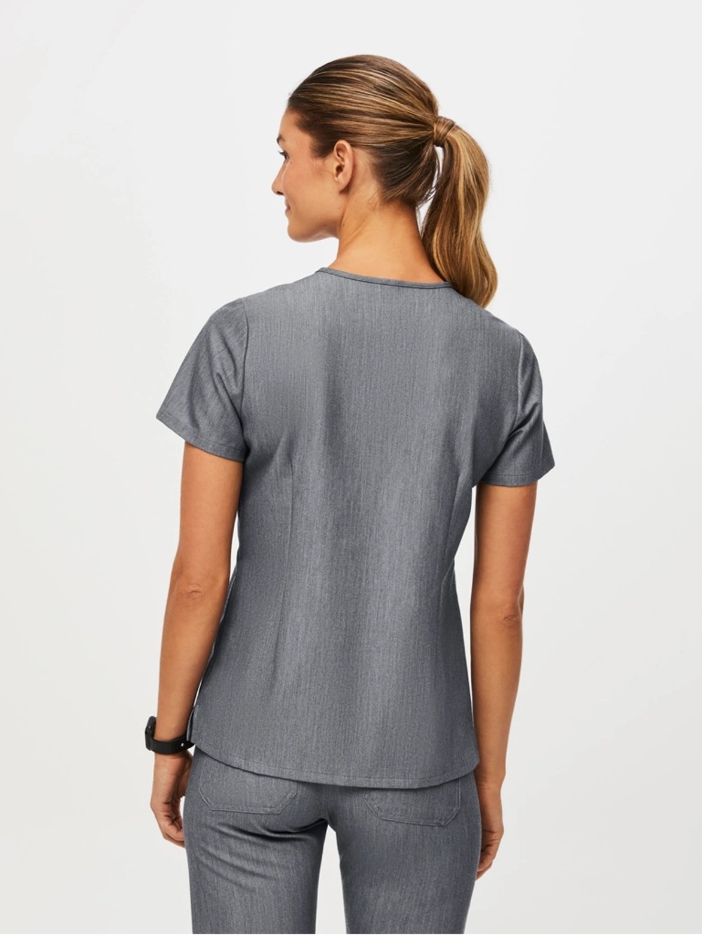 Figs Charcoal Gray Scrub Top with Pocket Tab - Picture 9 of 9